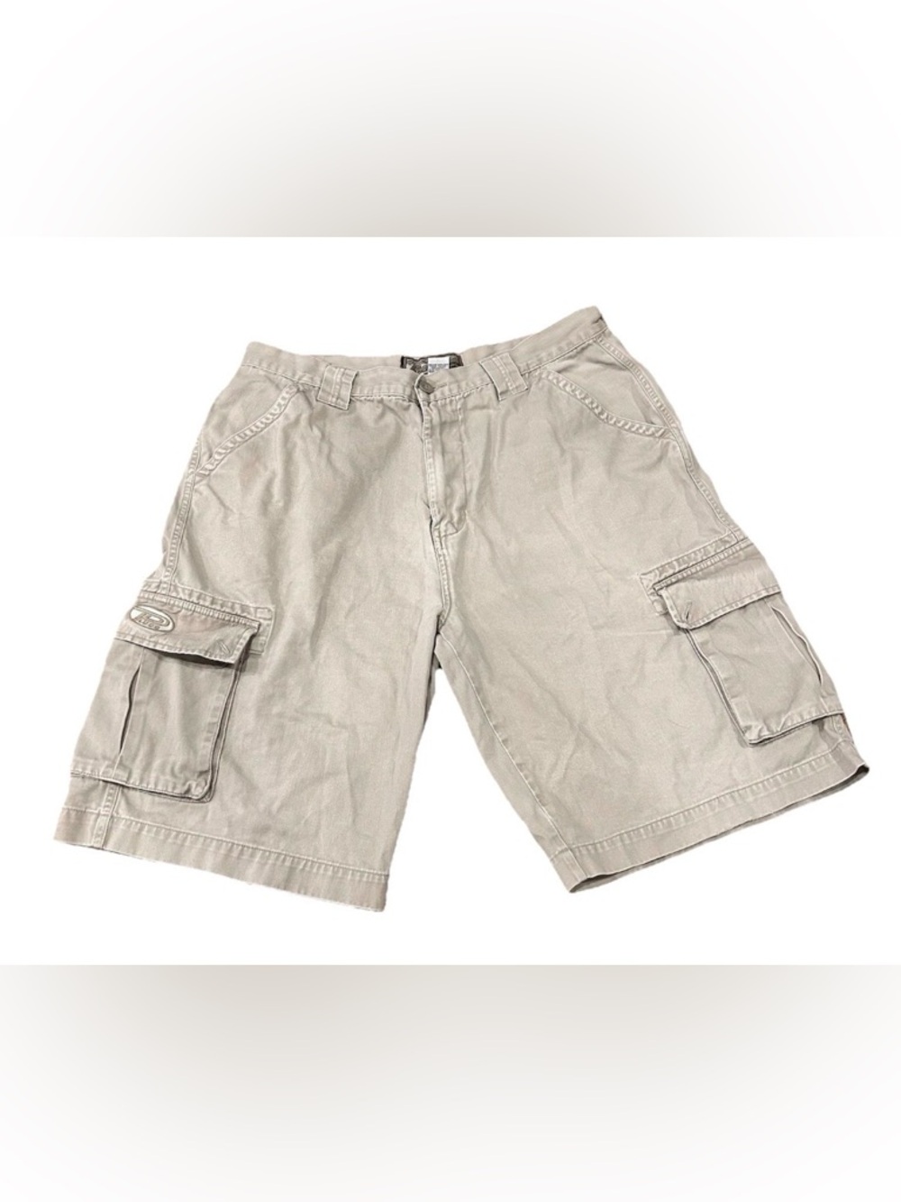 Vtg PLUGG Fatigue Gear Cargo Shorts Khaki Tan Mens‎ Size 36 Y2K Skater Gorpcore